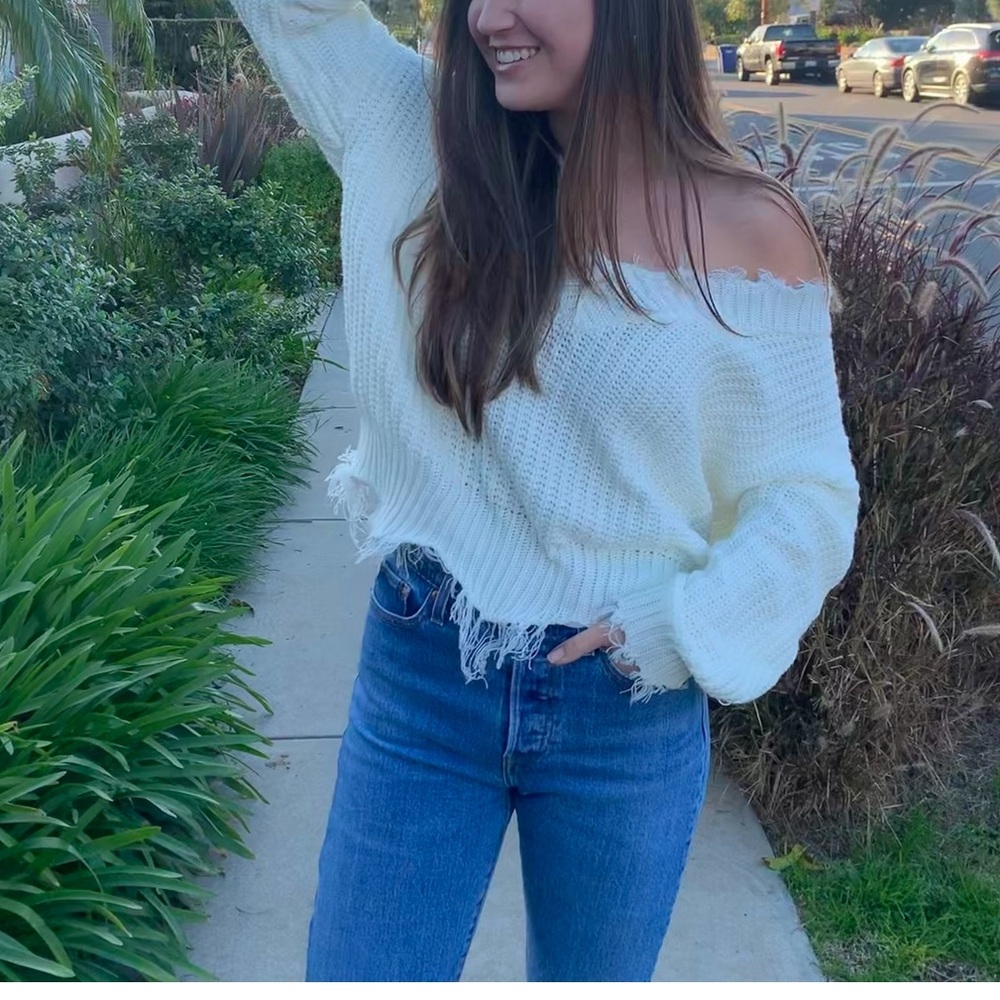 Cozy Off-Shoulder White Sweater